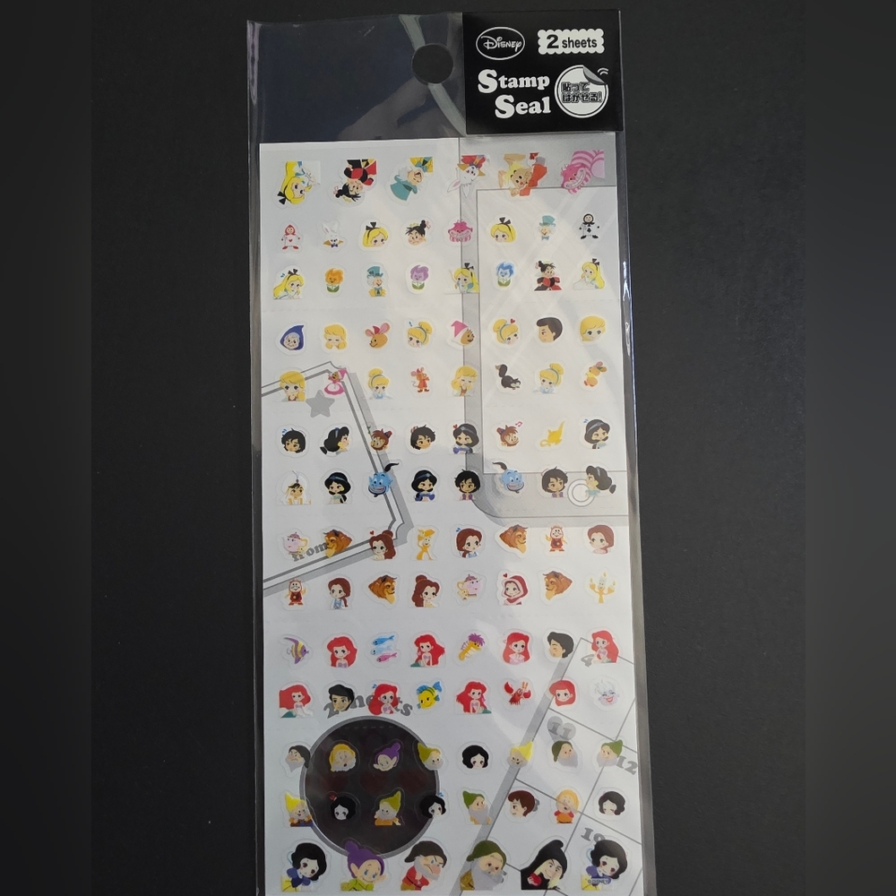 NIP Disney Stamp Seal-Japan purchased Assorted Princess clear stickers Set of 2